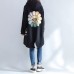 autumn new prints black casual coats oversize hooded back side open cardigans clothes