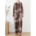 nude patchwork new plaid  loose retro ming Harem cotton pants jumpsuit