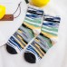 Women Cotton Striped Athletic Socks Outdoor Good Elastic Tube Sock