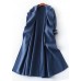 Fashion oversized long winter coat double breast outwear denim blue Notched Wool jackets