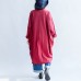 autumn red casual cotton coats oversize o neck long sleeve cardigans