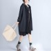 autumn women prints black cotton cardigan oversize fashion  fit hooded trench coat