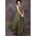 French sleeveless linen Long Shirts Runway green outwear summer