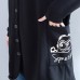 autumn new prints black casual coats oversize hooded back side open cardigans clothes